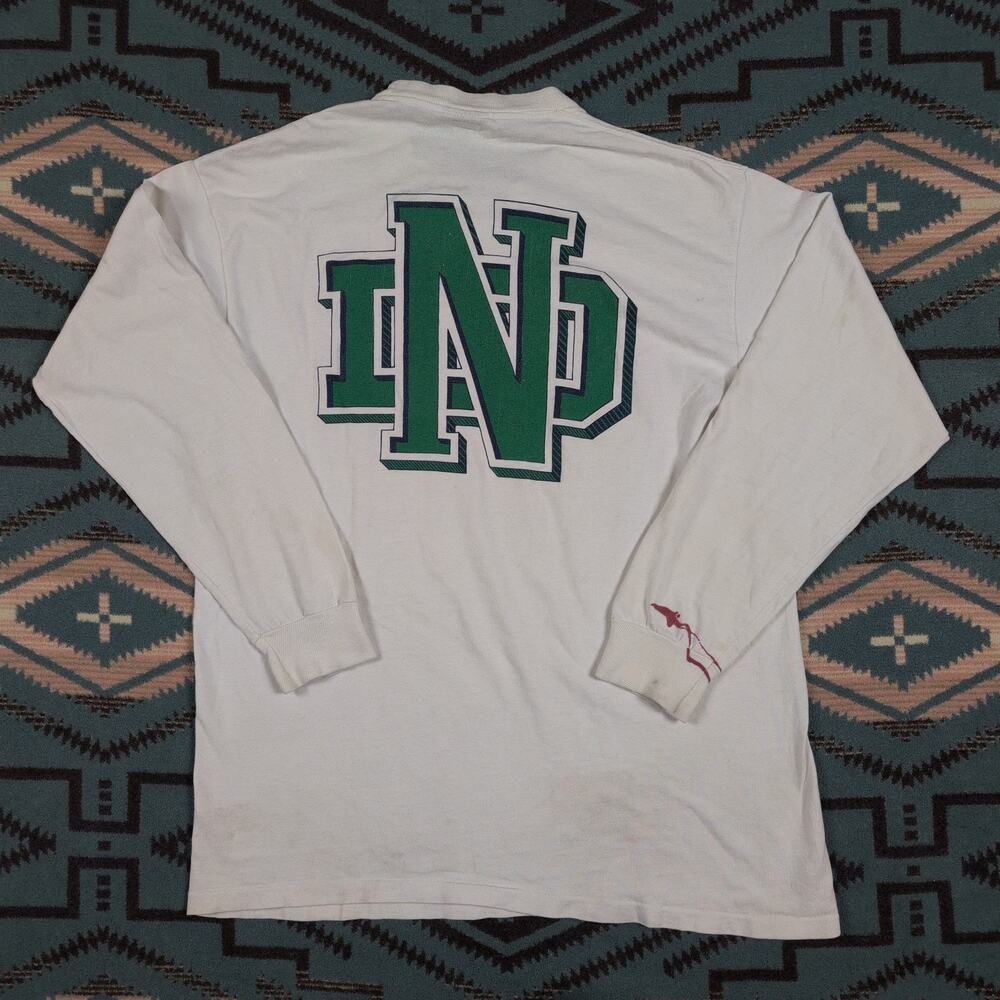 Vintage Notre Dame Shirt Mens Large Jansport Long Sleeve Tee Long Sleeve Irish